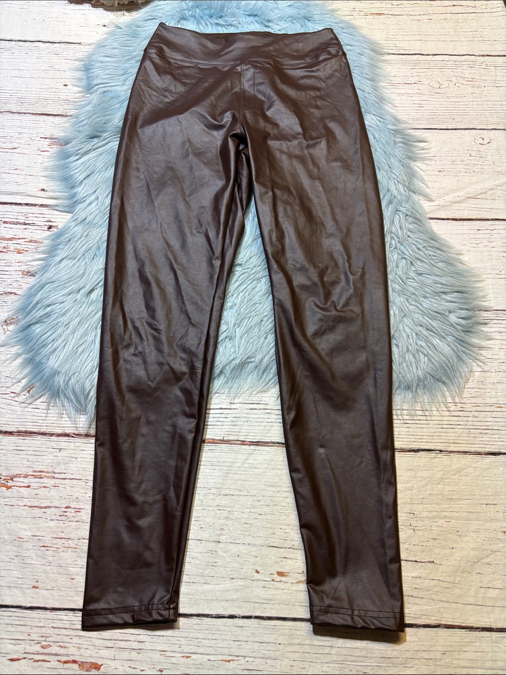 aerie Offline Real Luxe Faux Leather Leggings in Brown Sz L